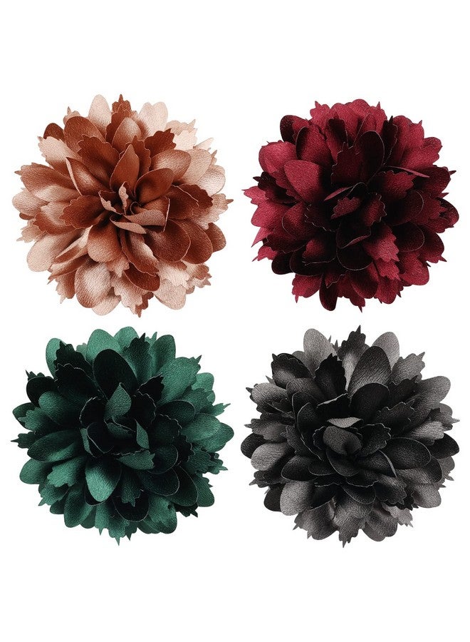 Cinaci 4 Pack Big Large Satin Rose Flower Plastic Hair Claws Clips With Bow Barrettes Clamps Bun Chignon Updo Holders Hair Accessories For Women Girls - Image 3