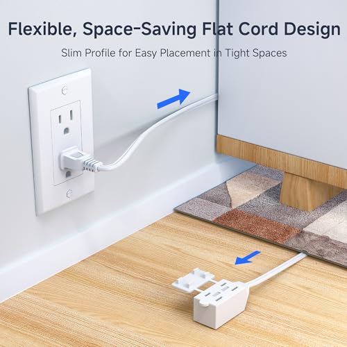 Cable Matters [UL Listed] Cable Matters 2-Pack 16 AWG 2 Prong Extension Cord 6 ft, 13A 3-Outlet Extension Cords with Tamper Guard, 13 Amp, 1625 Watts, White - Image 3