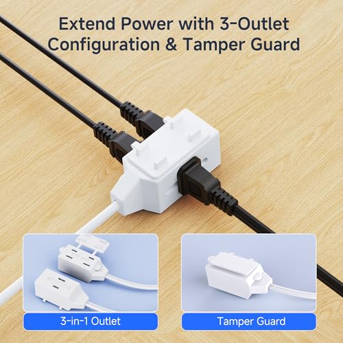 Cable Matters [UL Listed] Cable Matters 2-Pack 16 AWG 2 Prong Extension Cord 6 ft, 13A 3-Outlet Extension Cords with Tamper Guard, 13 Amp, 1625 Watts, White - Image 2