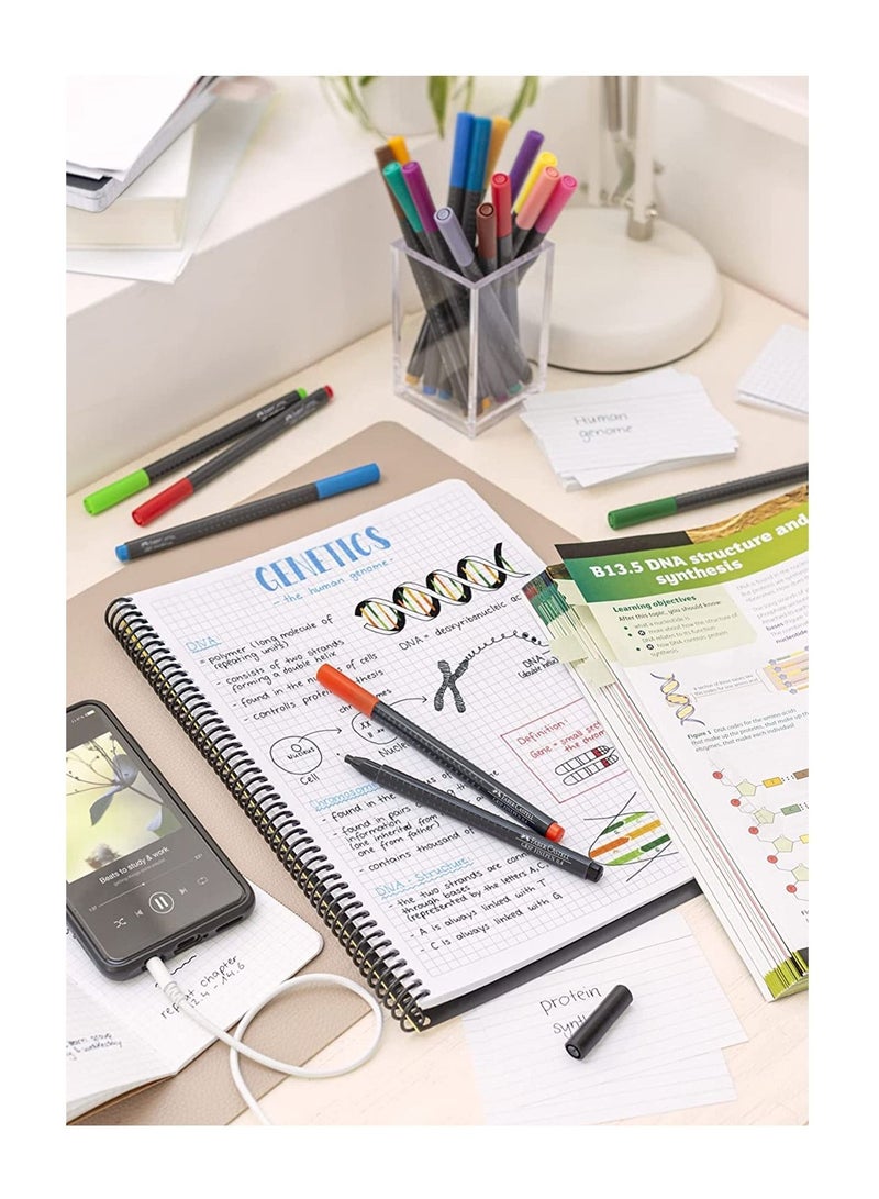 FABER-CASTELL 5-Piece Fineliner Pen 0.4mm Tip Pastel Colours - Image 2