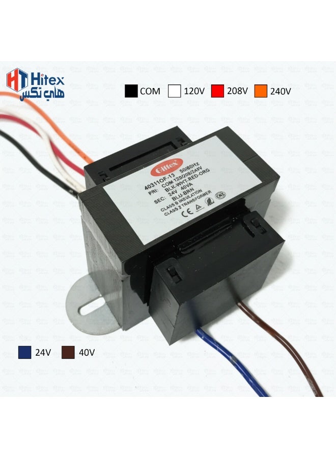 هيتكس محول تيار متردد جيفكس - ٢٤ فولت ٤٠ فولت أمبير، محول تحكم في التدفئة والتهوية وتكييف الهواء من الفئة ٢ | ١٢٠/٢٠٨/٢٤٠ فولت أساسي، ٥٠/٦٠ هرتز، عزل من الفئة ب - Image 4