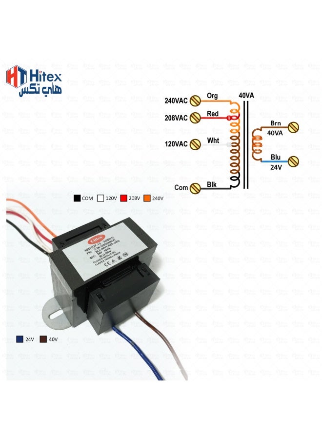 هيتكس محول تيار متردد جيفكس - ٢٤ فولت ٤٠ فولت أمبير، محول تحكم في التدفئة والتهوية وتكييف الهواء من الفئة ٢ | ١٢٠/٢٠٨/٢٤٠ فولت أساسي، ٥٠/٦٠ هرتز، عزل من الفئة ب - Image 5