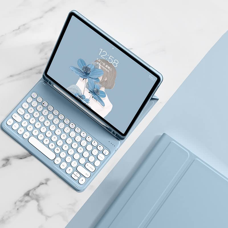 HENGHUI Keyboard Case for iPad mini 7 A17 Pro (2024), iPad mini 7th/6th Generation Case with Cute Round Key Detachable BT Color Keyboard Cover,Blue - Image 2