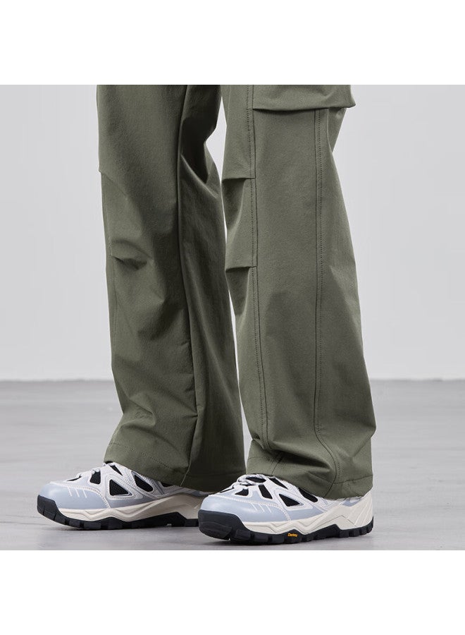 Hipanda Men's Casual Pants, American-style Autumn Trendy Loose-fit Versatile Straight-leg Wide-leg Casual Cargo Pants, Army Green, XL - Image 4
