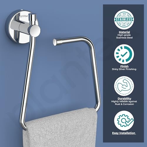 Plantex Stainless Steel Towel Hanger for Bathroom/Single Towel Rod/Towel Bar/Bathroom Accessories (18 Inch-Chrome - 1004) - Image 4