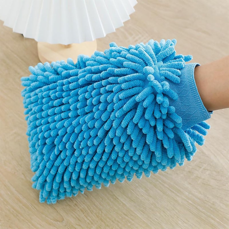 Kuber Industries Kuber Industries Gloves | Microfiber Cleaning Gloves | Chenille Mitts for Kitchen | Hand Duster for Kitchen | 1000 GSM Hand Gloves | Double Sided Gloves | SHXNEFSST2 | Pack of 2 | Blue - Image 1