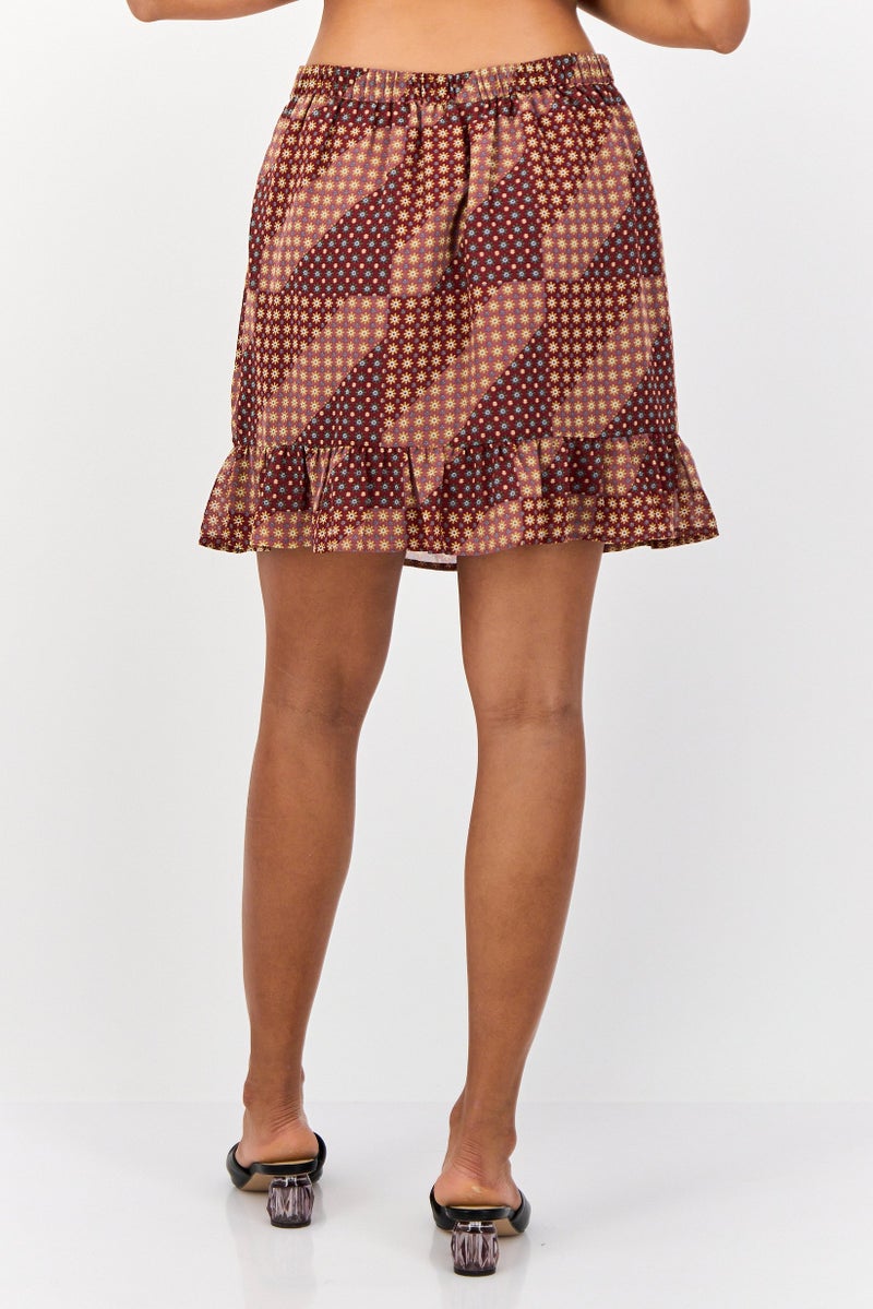 VERO MODA تنورة ميني مطبوعة بالكامل للنساء، متعددة الألوان - Image 3