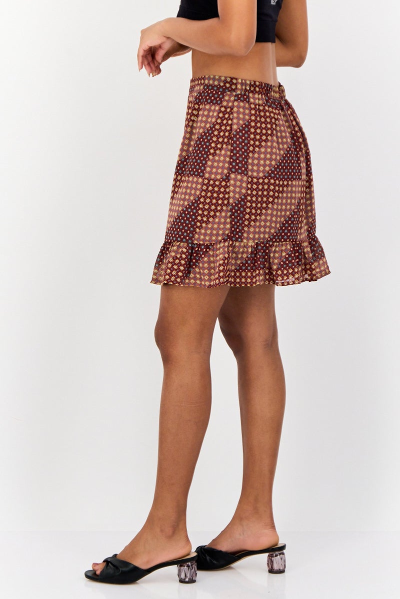 VERO MODA تنورة ميني مطبوعة بالكامل للنساء، متعددة الألوان - Image 2