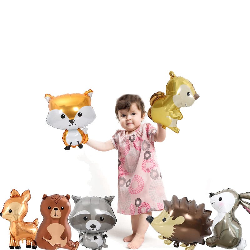 Finypa 7PCS Forest Animal Balloons - Jumbo Bunny Fox Squirrel Hedgehog Raccoon for Woodland Themed Baby Shower & Birthday Party Decorations - Image 5