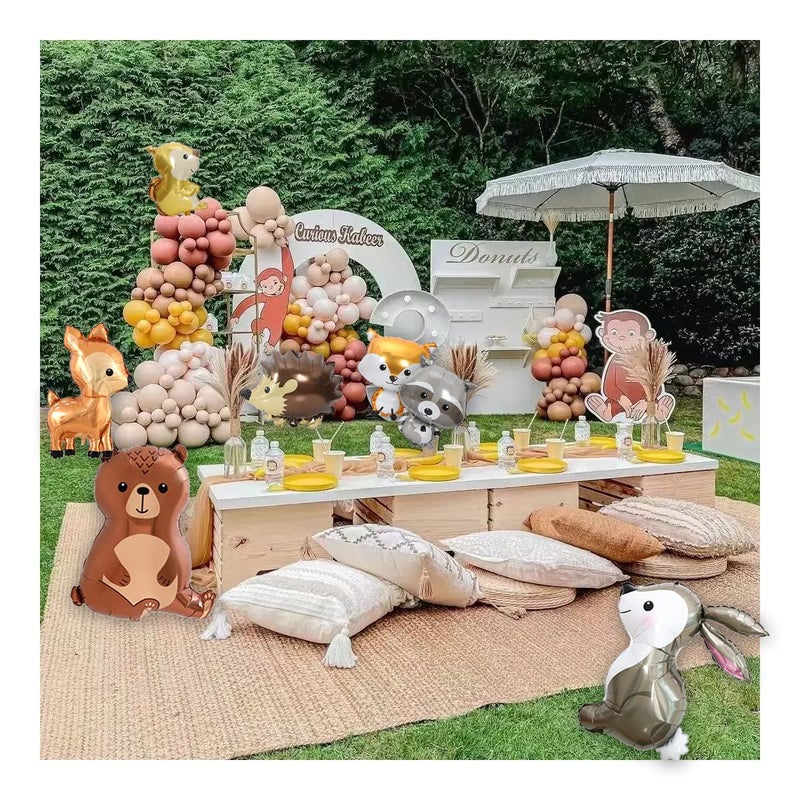 Finypa 7PCS Forest Animal Balloons - Jumbo Bunny Fox Squirrel Hedgehog Raccoon for Woodland Themed Baby Shower & Birthday Party Decorations - Image 4
