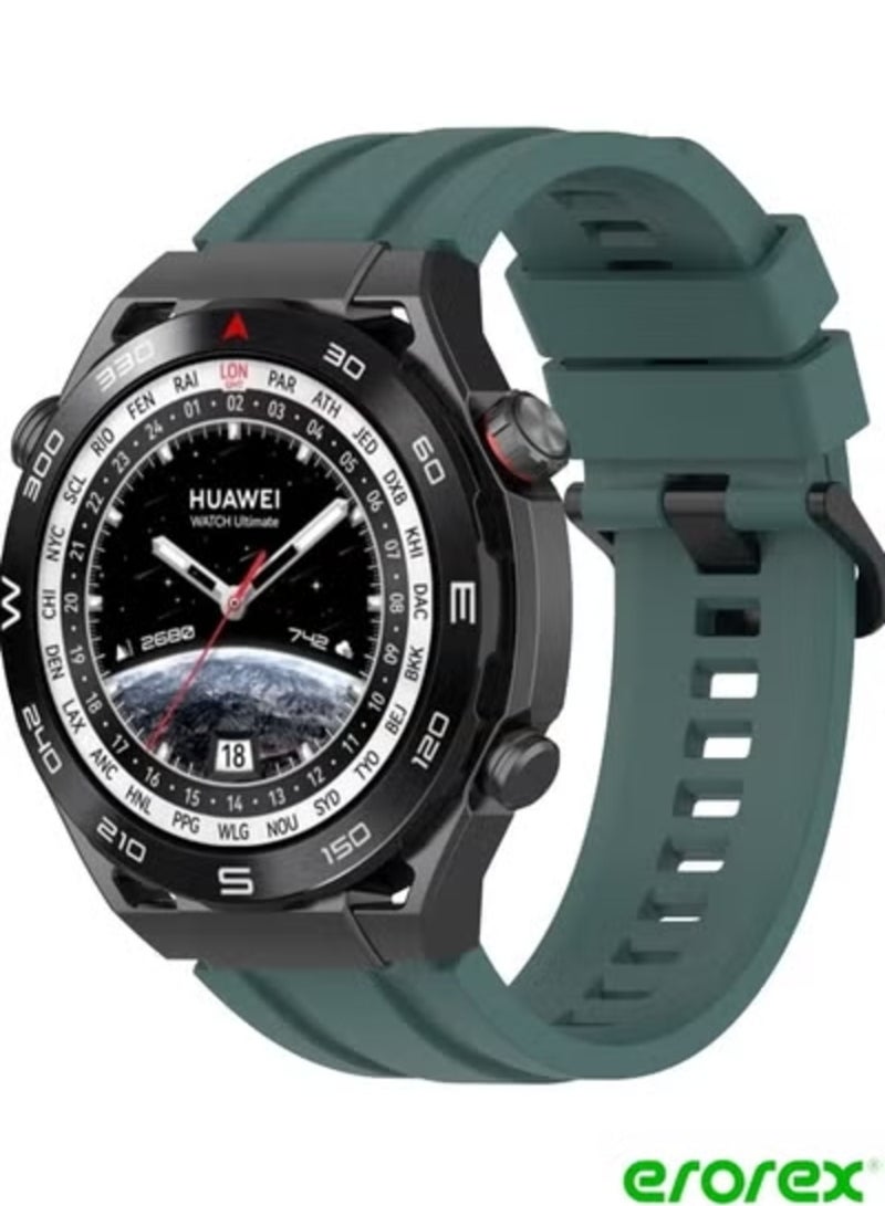 erorex Huawei Watch Ultimate Long & Short Sports Solid Color Silicone Watch Band Set(Olive Green)