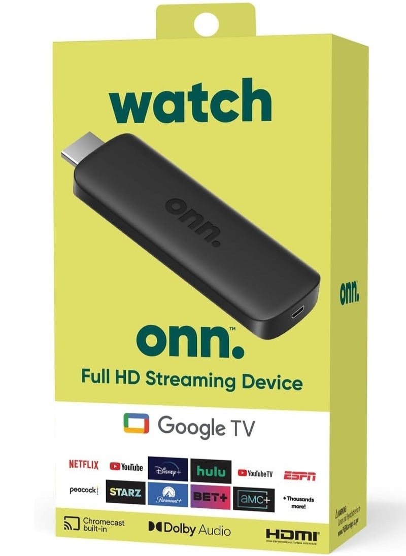 ONN جهاز بث تلفزيون جوجل بدقة 4K مع Chromecast مدمج | دونجل تلفزيون ذكي HDMI مع 2 جيجابايت RAM + 16 جيجابايت تخزين | صوت دولبي وصوت DTS | بث نتفليكس، يوتيوب، برايم فيديو، ديزني+، والمزيد | تحكم صوتي وبث لاسلكي - Image 1