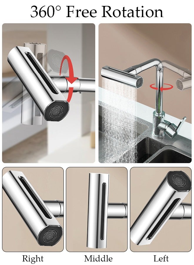 DUNISO 4 in 1 Stainless Steel Kitchen Faucet with 360° Rotating Water Outlet  Vintage Single Handle Kitchen Sink Faucet High Arc Multifunction Kitchen Faucet Classic Style Fashion-forward Built to Last  - Image 5