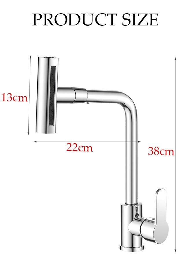DUNISO 4 in 1 Stainless Steel Kitchen Faucet with 360° Rotating Water Outlet  Vintage Single Handle Kitchen Sink Faucet High Arc Multifunction Kitchen Faucet Classic Style Fashion-forward Built to Last  - Image 4