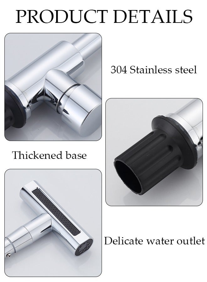 DUNISO 4 in 1 Stainless Steel Kitchen Faucet with 360° Rotating Water Outlet  Vintage Single Handle Kitchen Sink Faucet High Arc Multifunction Kitchen Faucet Classic Style Fashion-forward Built to Last  - Image 3