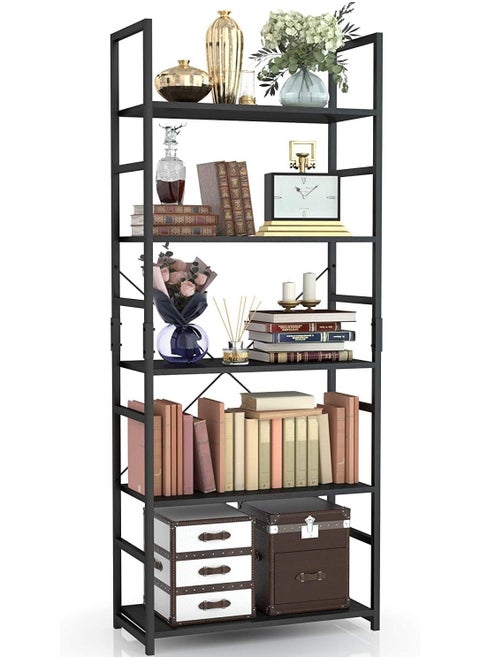 5 Tier Bookshelf Tall Bookcase Shelf Storage Organizer Modern Book Shelf For Bedroom Living Room And Home Office 23.6X11.8X62.2 Cm