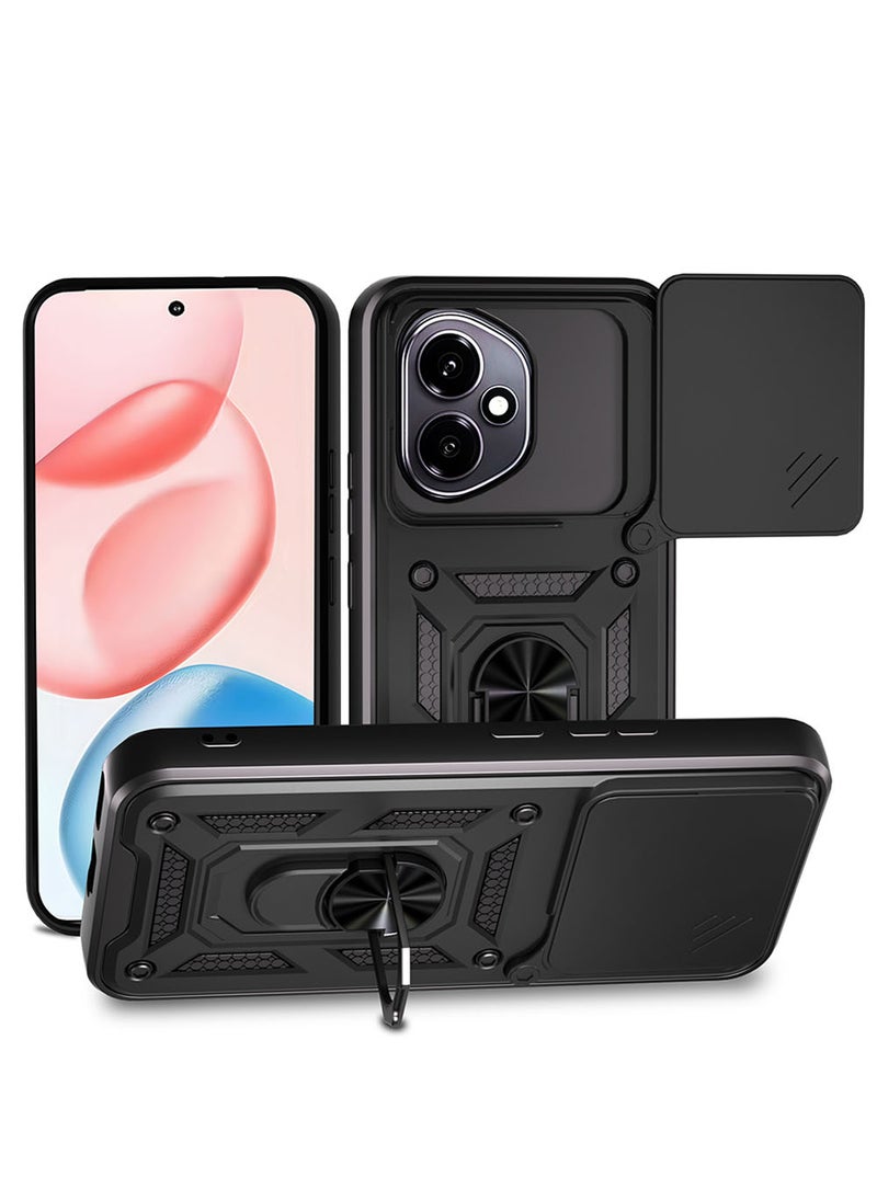 Case for Honor 400 with Sliding Camera Cover, Kickstand, PC+TPU Dual-Layer Back Cover,Black  - Image 1