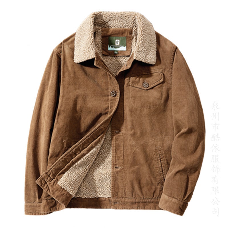 Men'S Lamb Fleece Cotton Coat 2021 Sports Men'S Corduroy Warm Jacket Casual Tooling Fashion Brand Cotton Coat - Image 1