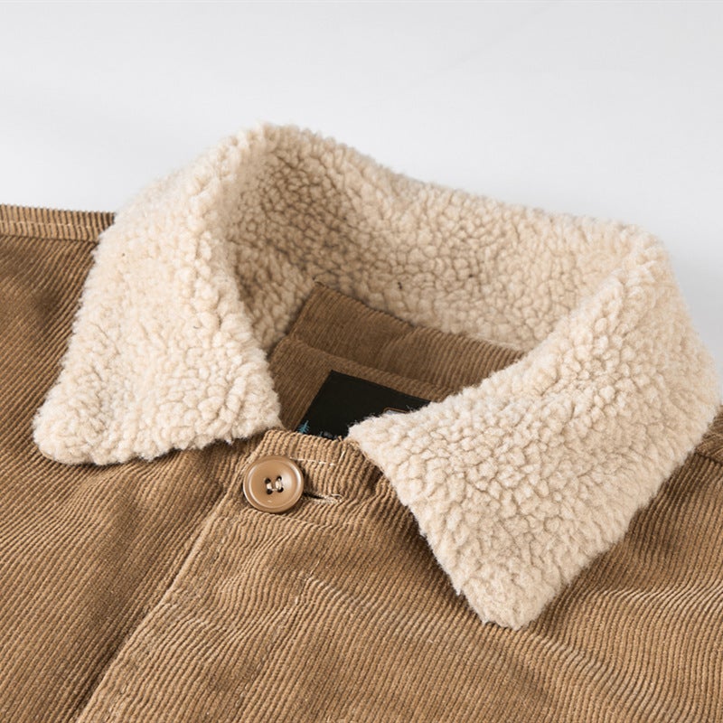 Men'S Lamb Fleece Cotton Coat 2021 Sports Men'S Corduroy Warm Jacket Casual Tooling Fashion Brand Cotton Coat - Image 3