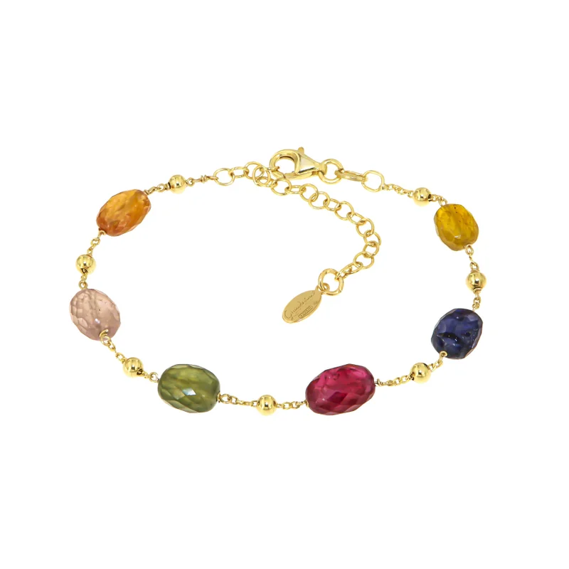 جواندلينا Gold Plated Bracelet with Multicolor Sapphire
