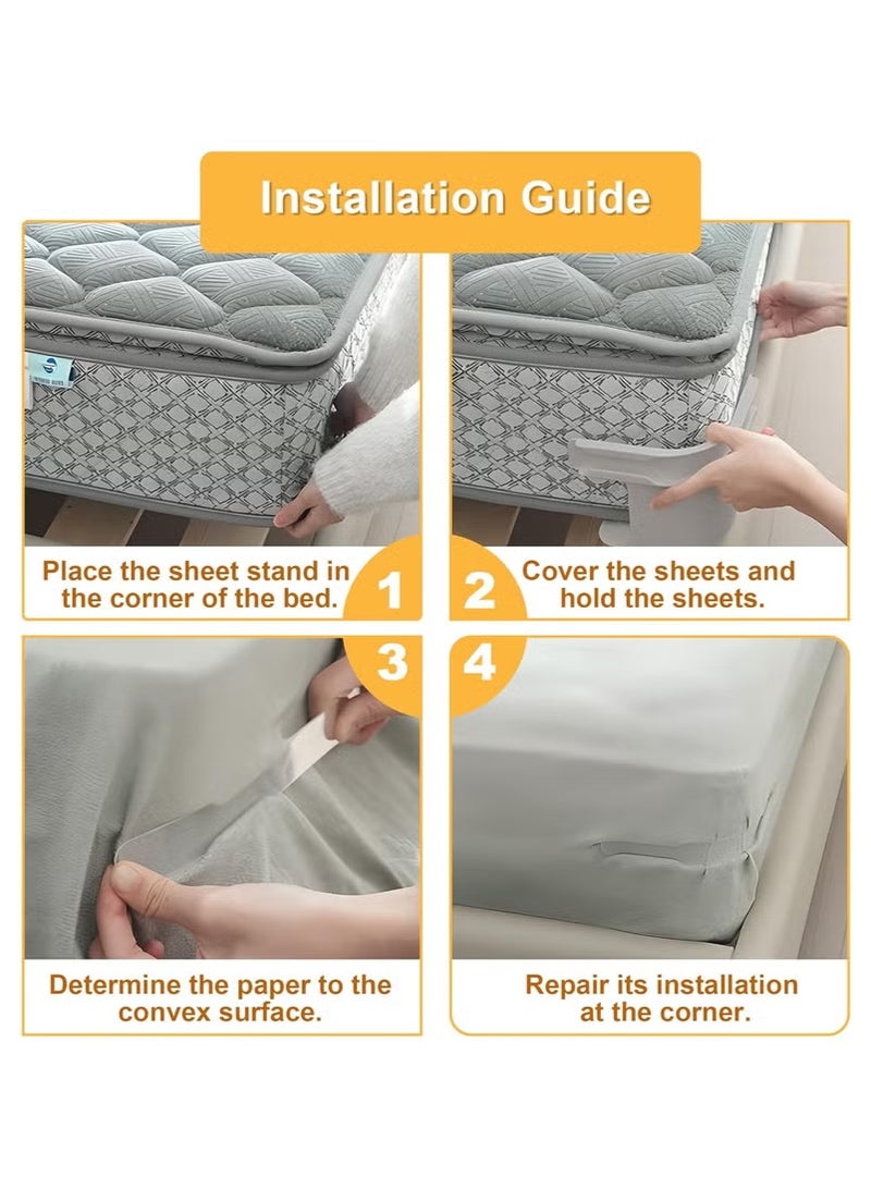 سينثيا Grey + Quilt Fixer 4 قطع حامل ورقة السرير مع قفل الشرائط ، مقاطع ربط ورقة السرير ، مجموعة حامل البطانية ، مجهزة بشرائط قفل ومقاطع قفل مضادة للانزلاق ، مناسبة للمفراش والبطانيات والبطانيات وملابس الفراش من أحجام مختلفة  - Image 3