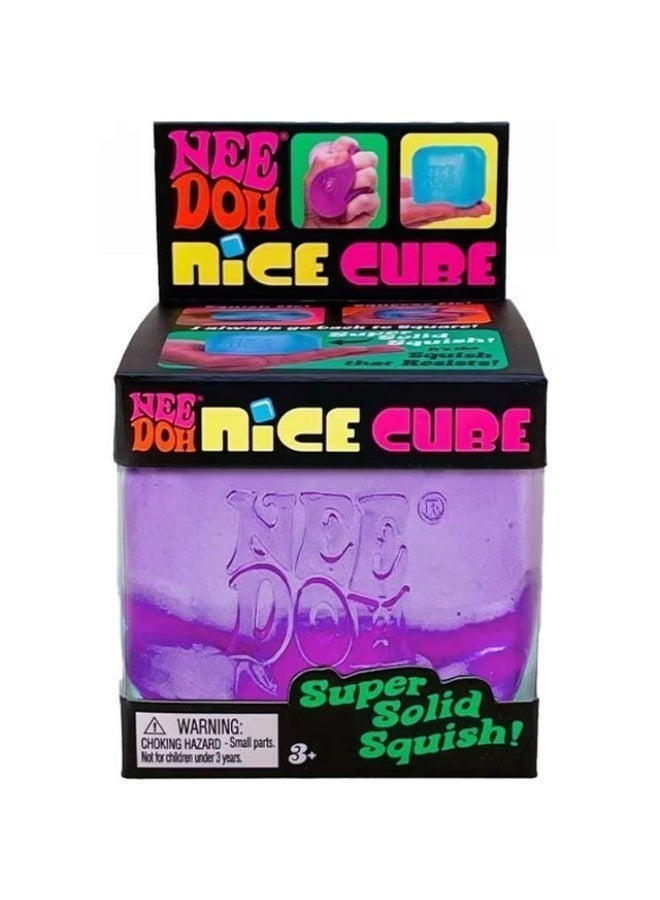 Needoh Nice Cube -Sensory Squeeze Toy with Super Solid Squish - 2.25" Cube - Purple - Image 2
