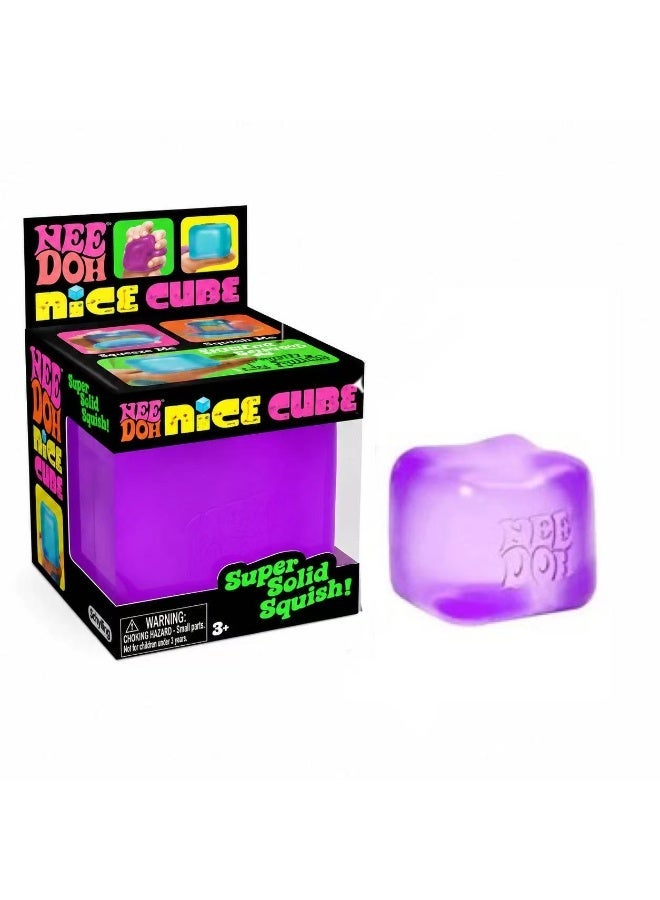 Needoh Nice Cube -Sensory Squeeze Toy with Super Solid Squish - 2.25" Cube - Purple - Image 1