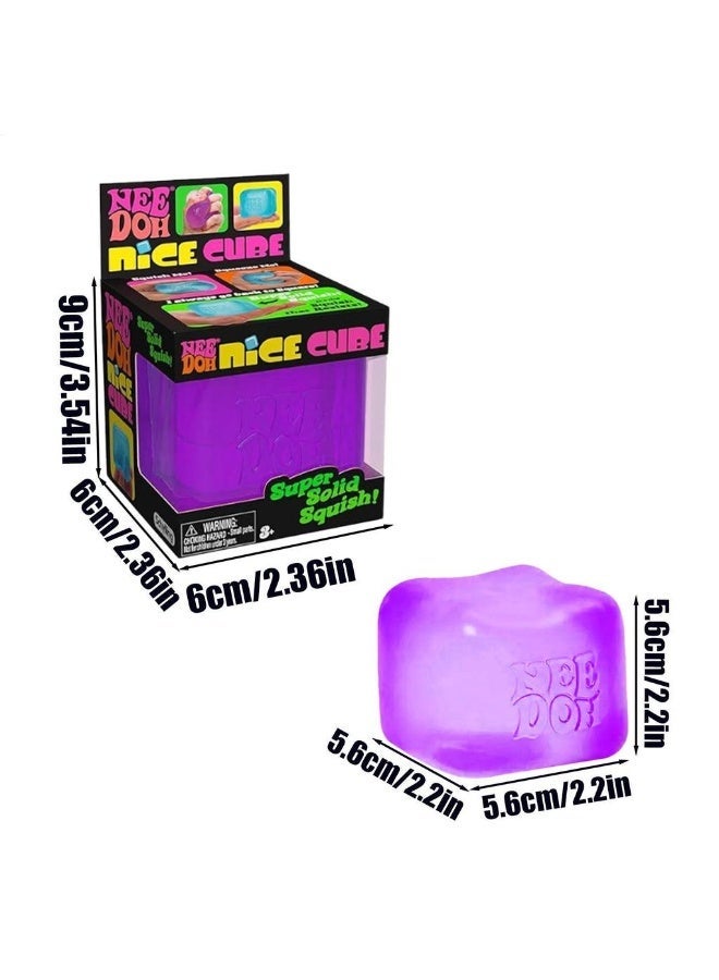 Needoh Nice Cube -Sensory Squeeze Toy with Super Solid Squish - 2.25" Cube - Purple - Image 3