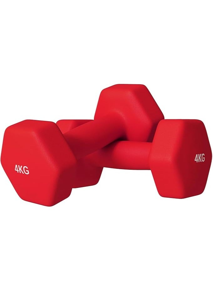 SPORT SPORTNOW Set of 2 Hexagonal Dumbbells 4 kg in Metal and Plastic, 2 Weights with Non-Slip Grip  - Image 1
