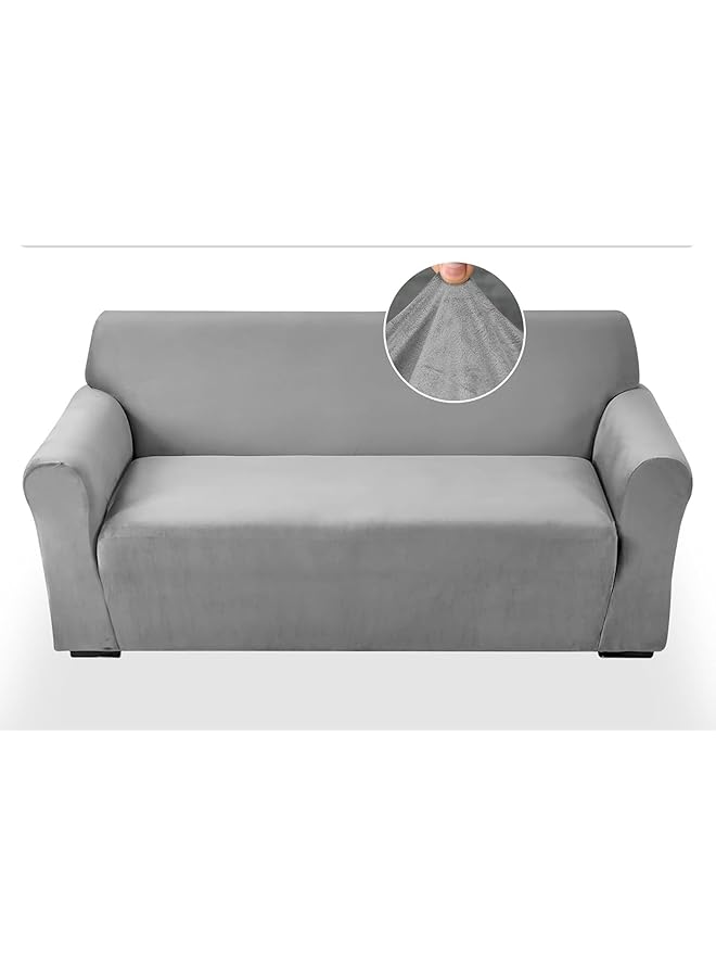 The Bros 140 GSM Milk Silk Sofa Cover, 3+1+1, 3 Seater 140/180 cm, 1 Seater 180/230 cm - Soft, Comfortable Sofa Protector for Your Living Room- Gray - Image 1