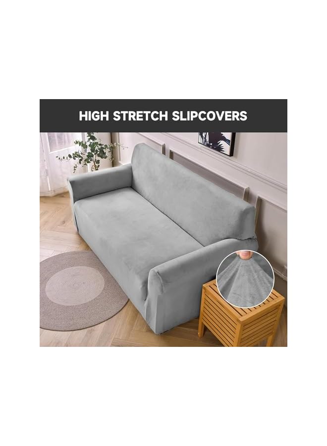 The Bros 140 GSM Milk Silk Sofa Cover, 3+1+1, 3 Seater 140/180 cm, 1 Seater 180/230 cm - Soft, Comfortable Sofa Protector for Your Living Room- Gray - Image 3