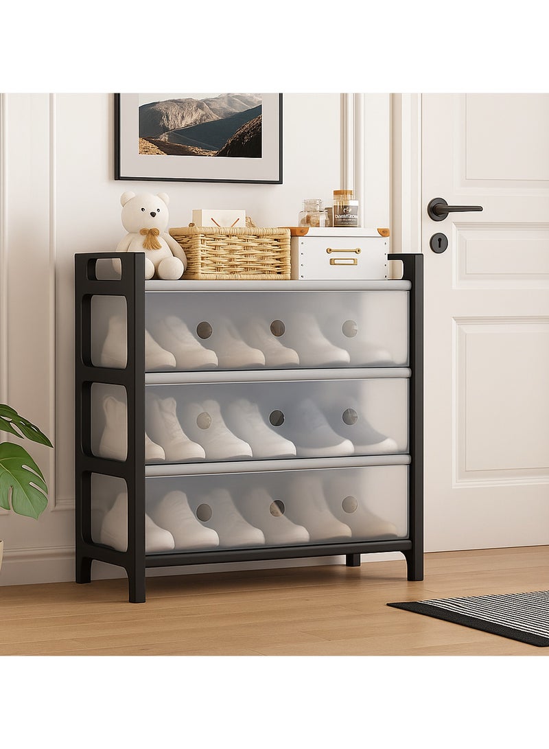 LINGWEI Shoe Rack Organizer Cabinet 4 Tier Modular Plastic Shoe Storage Rack - Image 1