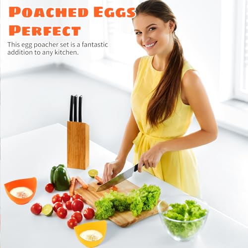 LTWQLing Poached Egg Cooker - Egg Poaching Cups, Non-Stick Silicone, Microwave & Stovetop, 4 Pack, BPA Free - Image 3