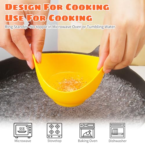 LTWQLing Poached Egg Cooker - Egg Poaching Cups, Non-Stick Silicone, Microwave & Stovetop, 4 Pack, BPA Free - Image 4