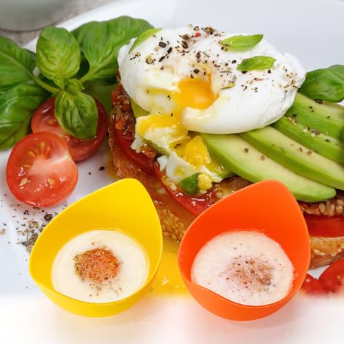 LTWQLing Poached Egg Cooker - Egg Poaching Cups, Non-Stick Silicone, Microwave & Stovetop, 4 Pack, BPA Free - Image 5