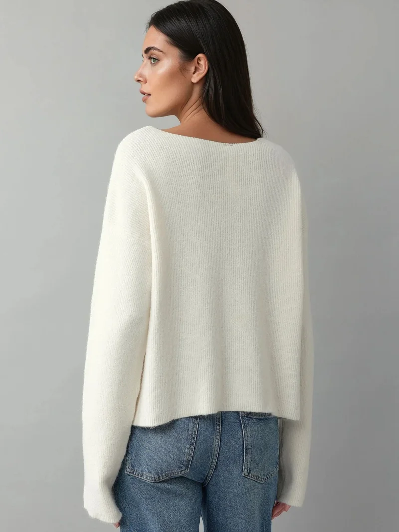 Hiccup Beige Natural Ultra Soft Crew Neck Buttoned Dual-use Cardigan for Women | Best Price UAE