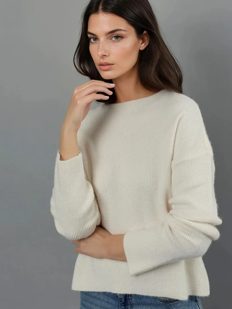 Hiccup Beige Natural Ultra Soft Crew Neck Buttoned Dual-use Cardigan for Women | Best Price UAE