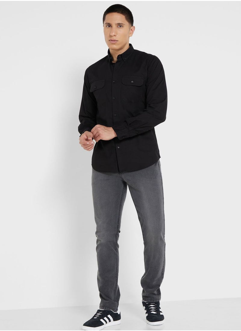 Seventy Five - Pure Cotton Casual Double Pocket Shirt - Image 1