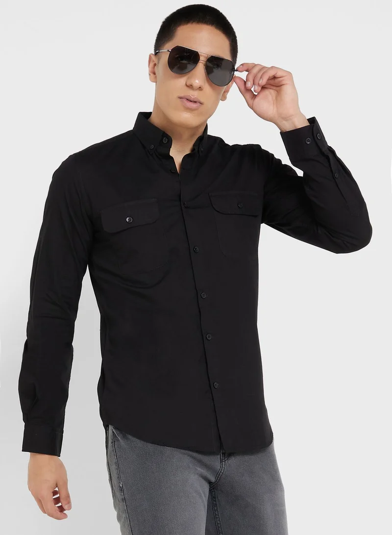 سفنتي فايف Pure Cotton Casual Double Pocket Shirt