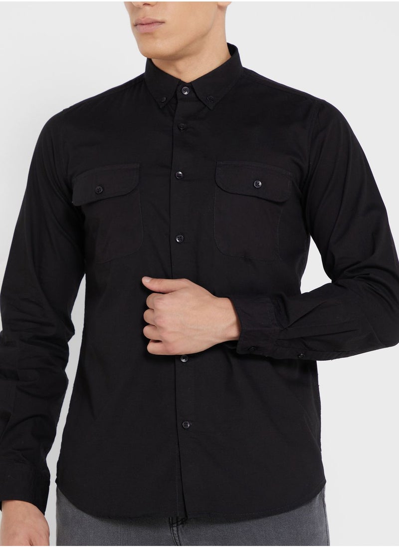 Seventy Five - Pure Cotton Casual Double Pocket Shirt - Image 1
