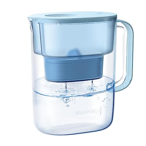 Waterdrop Alkaline Lucid 10-Cup Large Water Filter Pitcher with 1 Filter, Healthy, Improved Coffee Taste, Clean & Toxin-Free Mineralized Alkaline Water (100 Gallons), Up to PH 9.5, BPA Free, Blue - Image 1