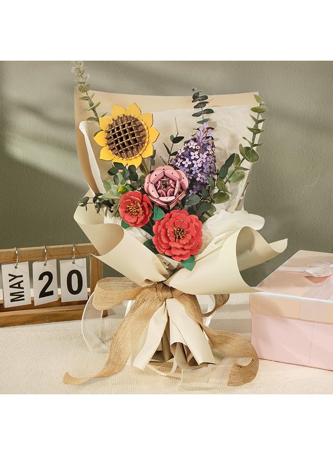 Bluejw Ruoyi Ruoke Wooden Flower Building Blocks Flower Assembled Ornaments Decorative Educational Toys For Girls And Boys DIY Tanabata Gift - Image 4