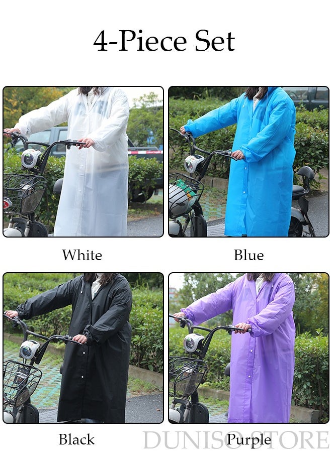 DUNISO 4 Pack Raincoat for Men and Women Outdoor Travel Waterproof Lightweight Rain Jackets Reusable Family Travel Emergency Reusable EVA Rain Poncho with Hooded Drawstring Anti-storm  - Image 5