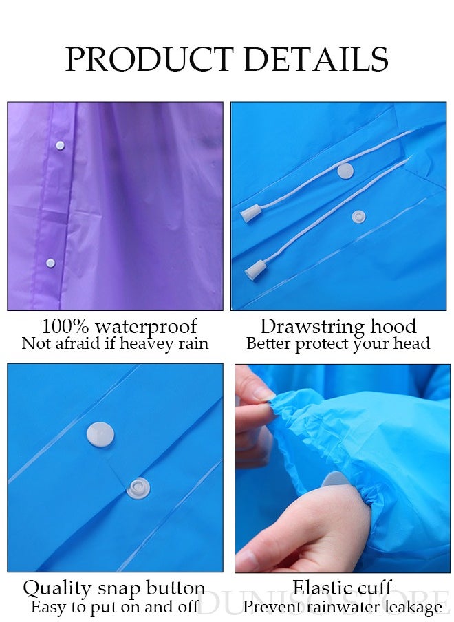 DUNISO 4 Pack Raincoat for Men and Women Outdoor Travel Waterproof Lightweight Rain Jackets Reusable Family Travel Emergency Reusable EVA Rain Poncho with Hooded Drawstring Anti-storm  - Image 3