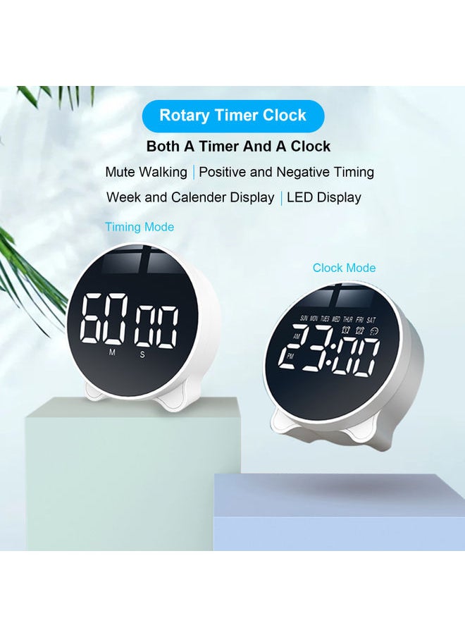 Digital Clock Timer With Large LED Display White 10.40x4.30x8.80cm