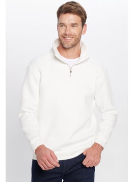 Relax Fit Comfortable Cut Cotton Fleece Lined Half Zipper White Stand Collar Sweatshirt - pzsku/Z02D981302C8B0B9927CEZ/45/_/1741257181/6f3107bd-31d5-485f-9ef5-2d760c76e7a4