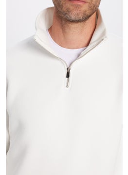 Relax Fit Comfortable Cut Cotton Fleece Lined Half Zipper White Stand Collar Sweatshirt - pzsku/Z02D981302C8B0B9927CEZ/45/_/1741257211/e199b16e-f72a-4395-9230-ac3956978d79