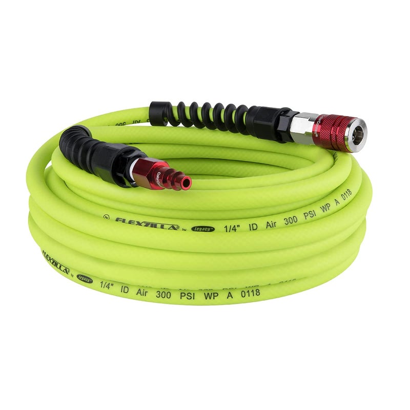 Flexzilla Pro Air Hose with ColorConnex Industrial Type D Coupler and Plug 14 in x 50 ft HFZP1450YW2D