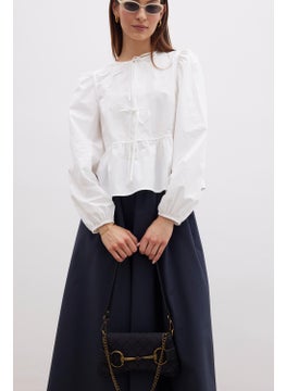 Manuka Tied Premium Blouse Ecru  - Image 2