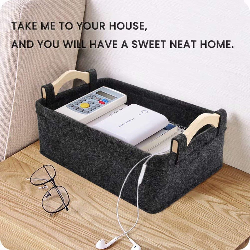 KWLET Small Basket Gray Storage Baskets for Shelves Fabric Storage Bins for Living Room Kitchen Playroom Bathroom Toilet Dorm Narrow Storage Basket Organizer Decorative Basket - Image 2